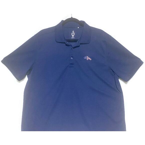 Cutter and Buck Polo Shirt Men's XL Blue Short Sleeve With Patriotic Horse Logo - Picture 3 of 5